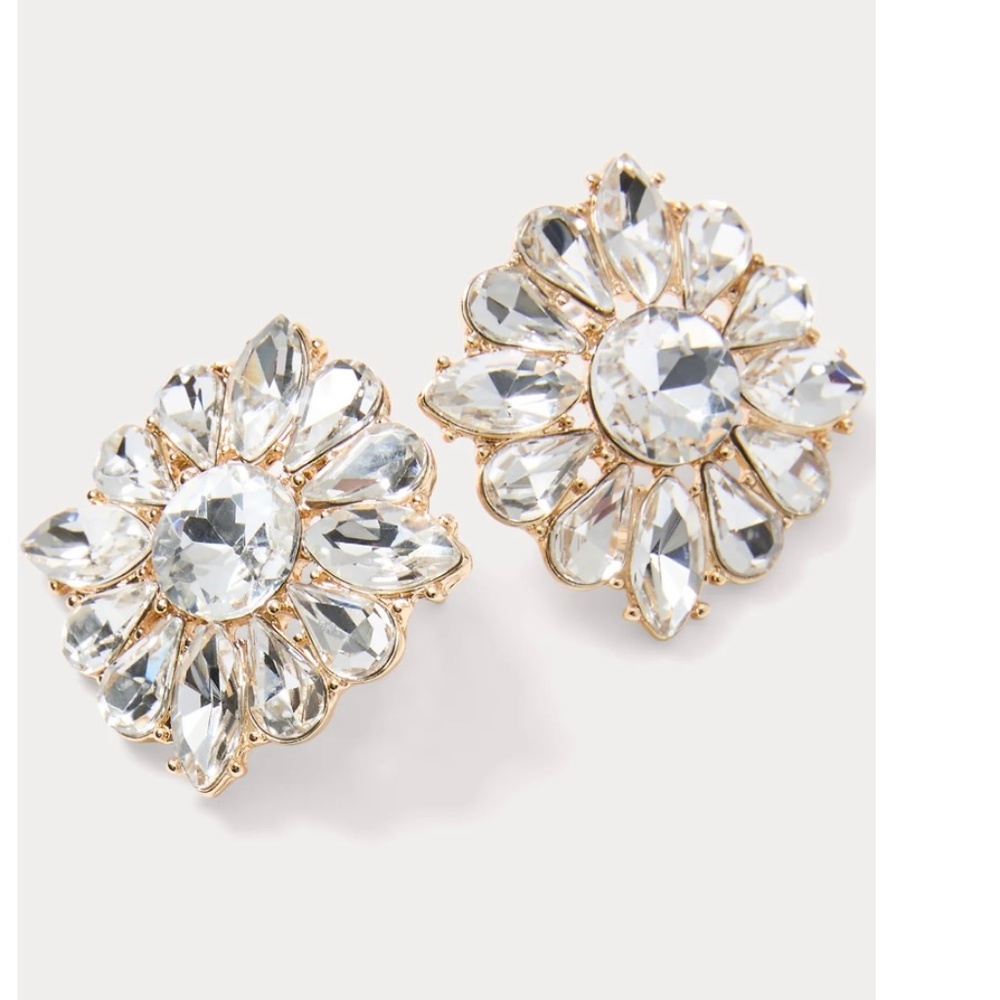 Lilly Pulitzer Spicy Socialite Clear Rhinestones Stud Earrings - New